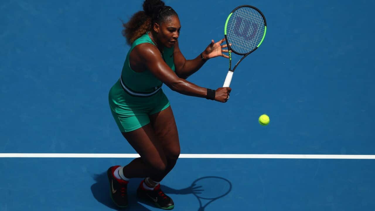 Serena Williams in action on day 2 at the Australian Open