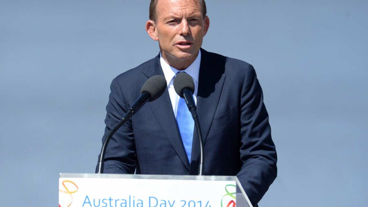 PM Tony Abbott at the Australia Day citizenship ceremony in Canberra