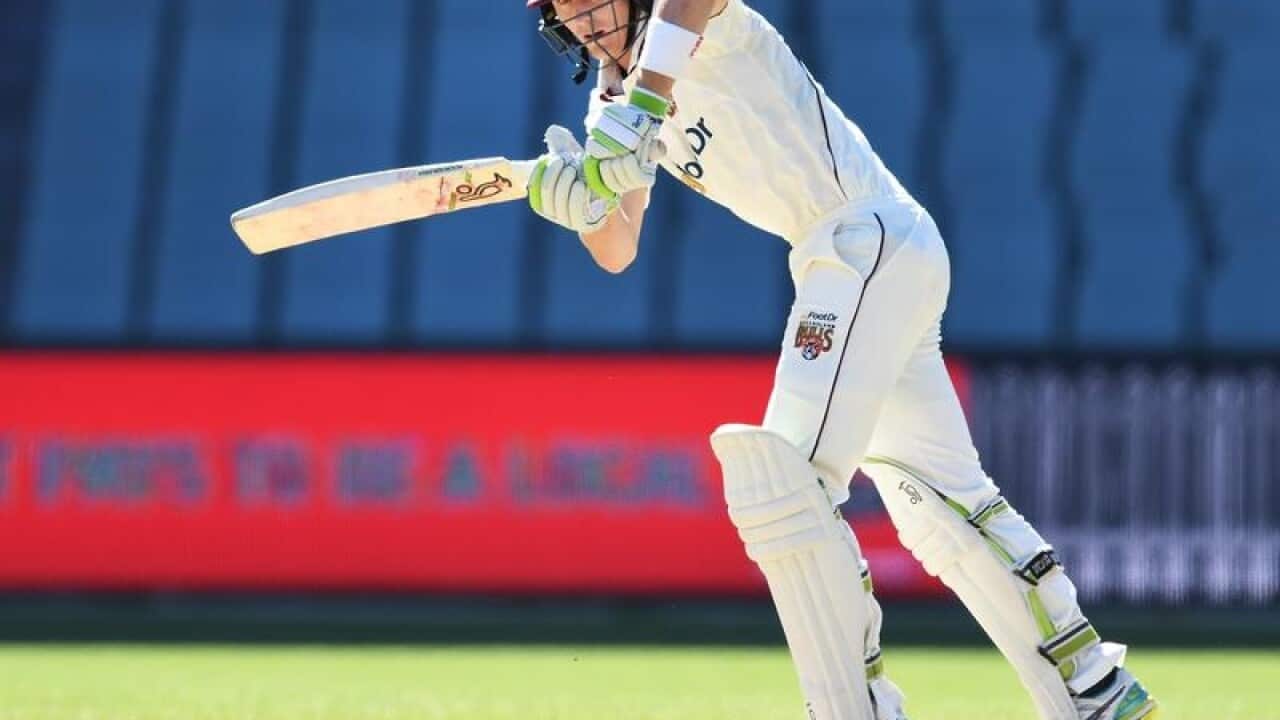 Marnus Labuschagne of the Queensland Bulls bats.