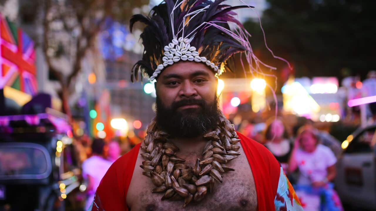 Joseph Zane Sikulu at the Sydney Gay and Lesbian Mardi Gras (AAP).jpg