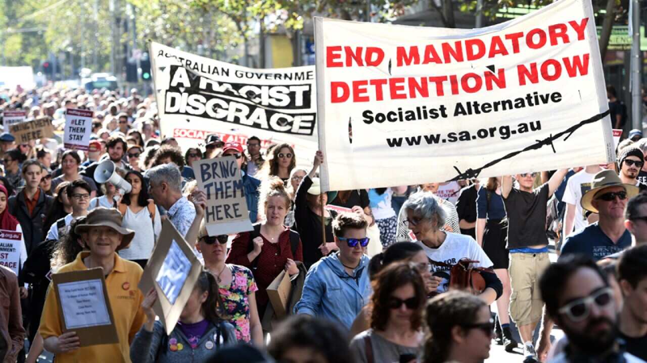 The Refugee Action Collective protestors in Melbourne