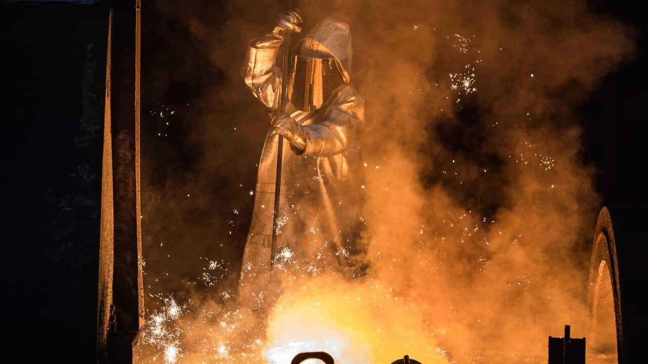 Steel production in progress