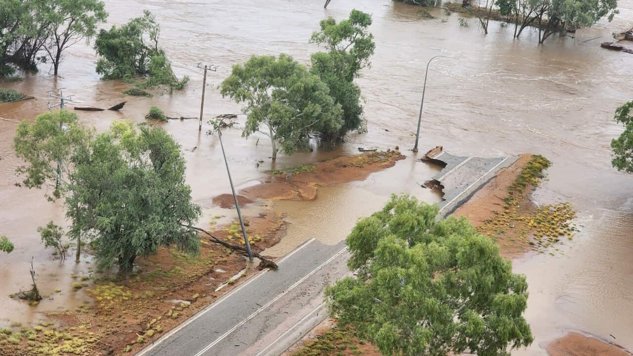 A flooded road