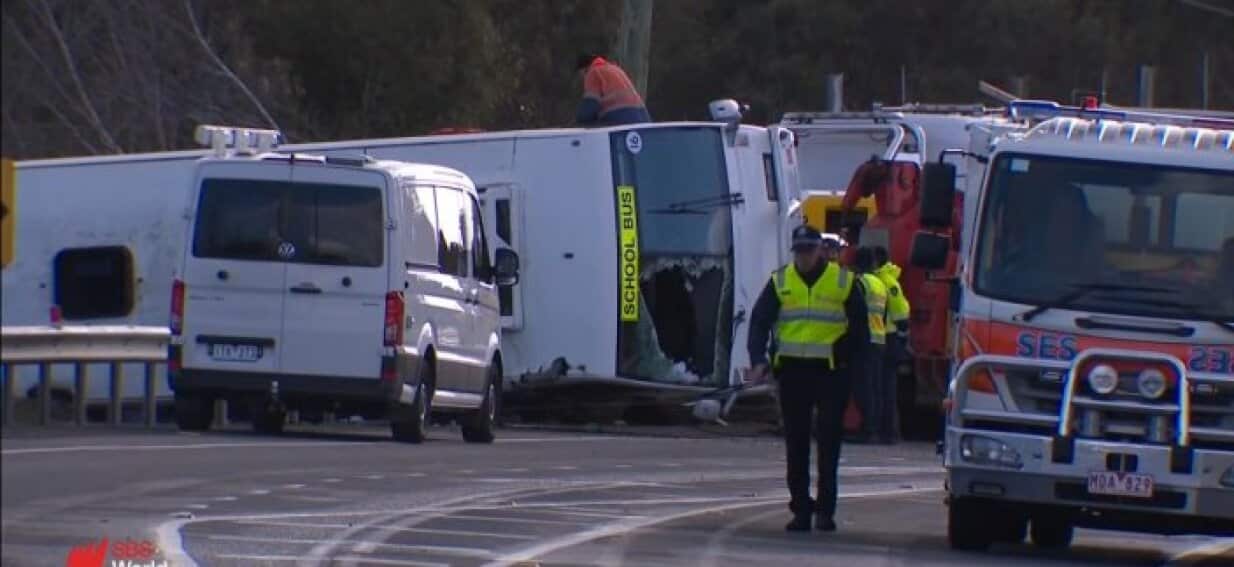 Schoolgirl killed and several students injured in bus crash near Geelong