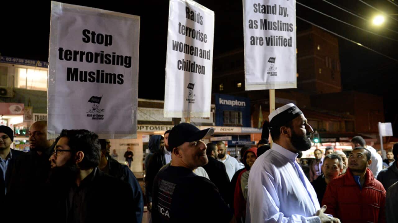 Anti-Terrorism raid protests.