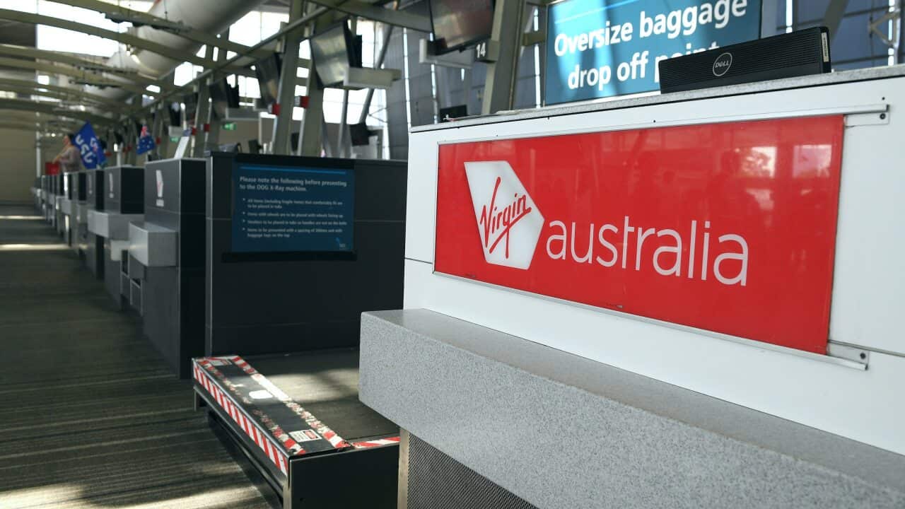 A general view of the Virgin Australia check-in counters at Sydney Domestic Airport in April.