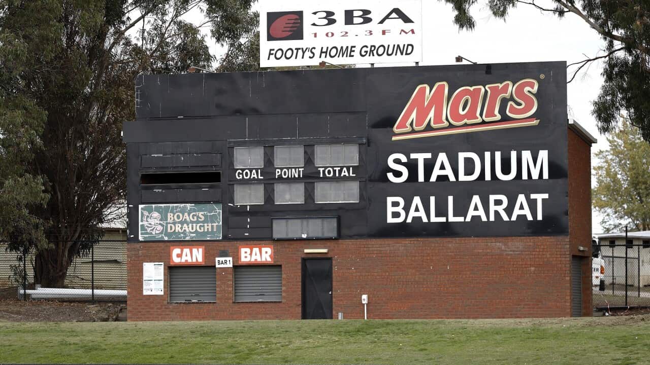 A general view of Mars Stadium in Ballarat, Tuesday, April 12, 2022. Victoria has officially been announced as the host for the 2026 Commonwealth Games. (AAP Image/Con Chronis) NO ARCHIVING