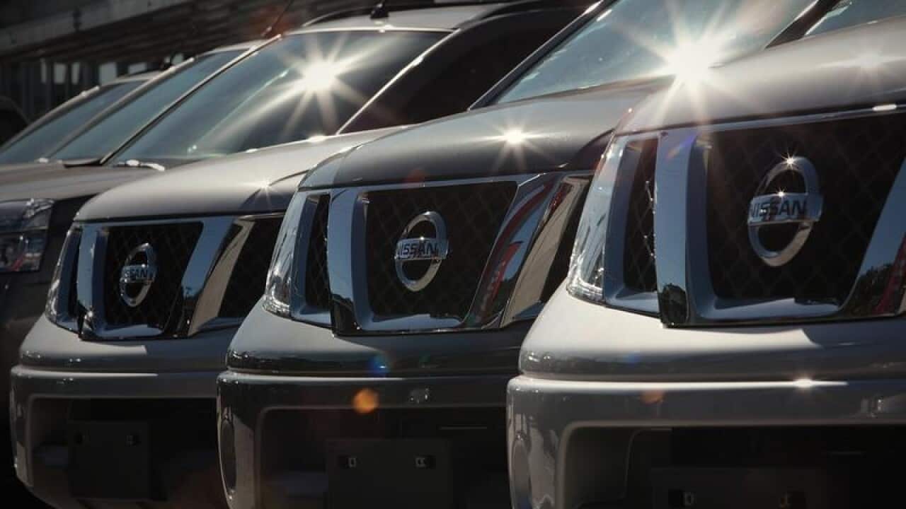 Nissan cars sit at a car yard at Mount Gravatt