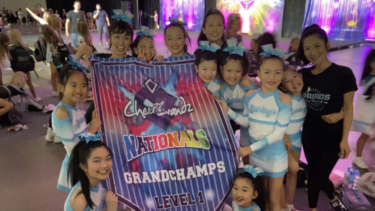 Sydney cheerleading Springs Japanese kids