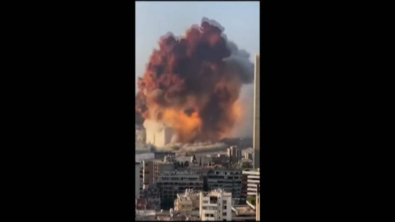 The explosion in Lebanon, captured on mobile phone footage