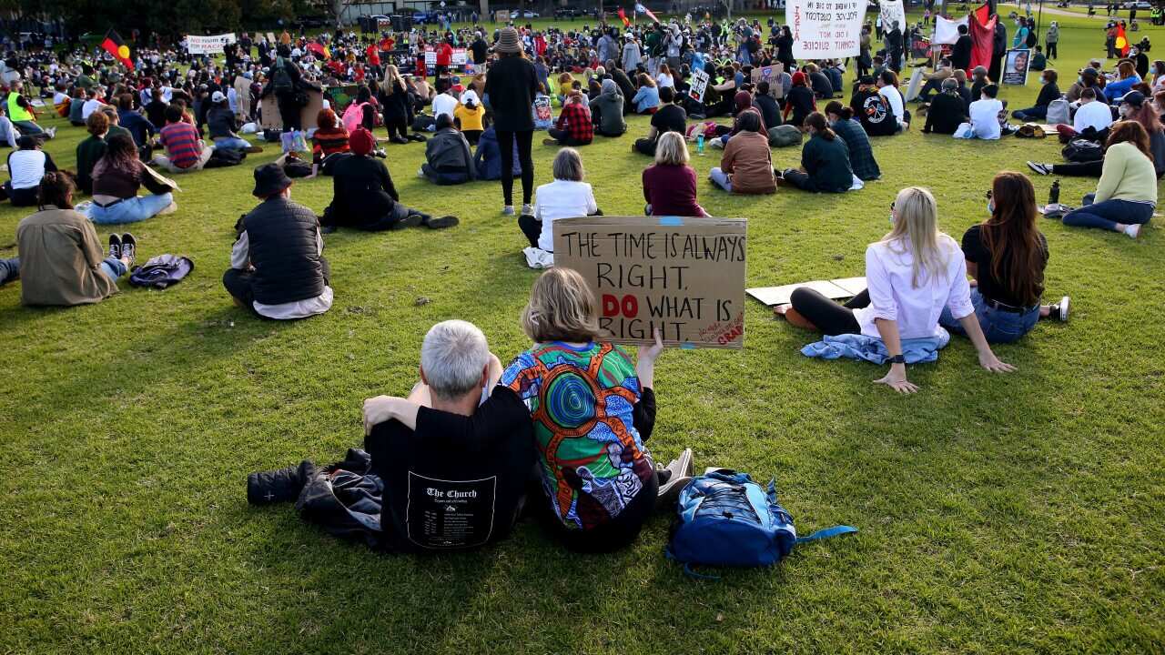 Representational image of a rally in Sydney in July.