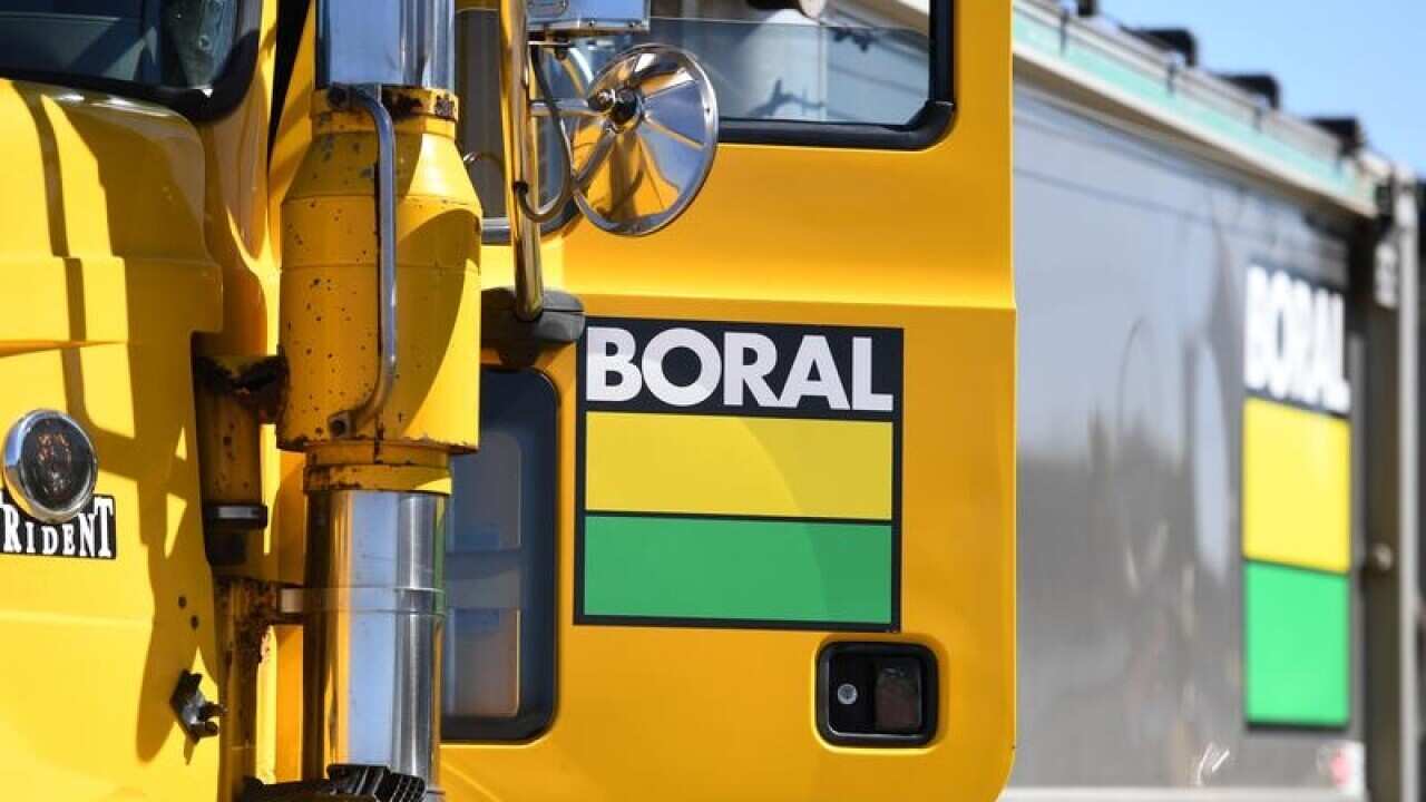A stock image of a Boral truck and logo in Brisbane
