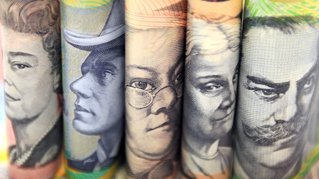 Australian currency pictured in Sydney