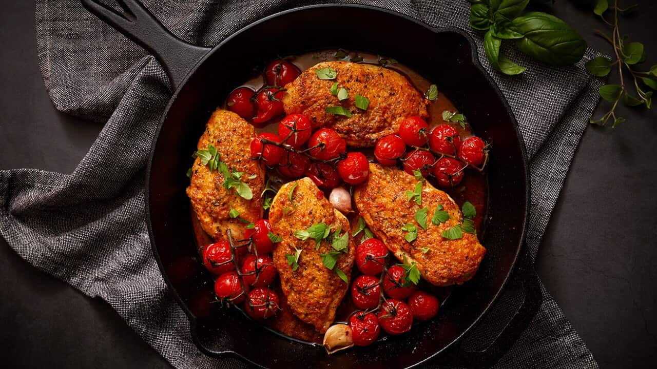 Tomato butter chicken with roasted tomatoes