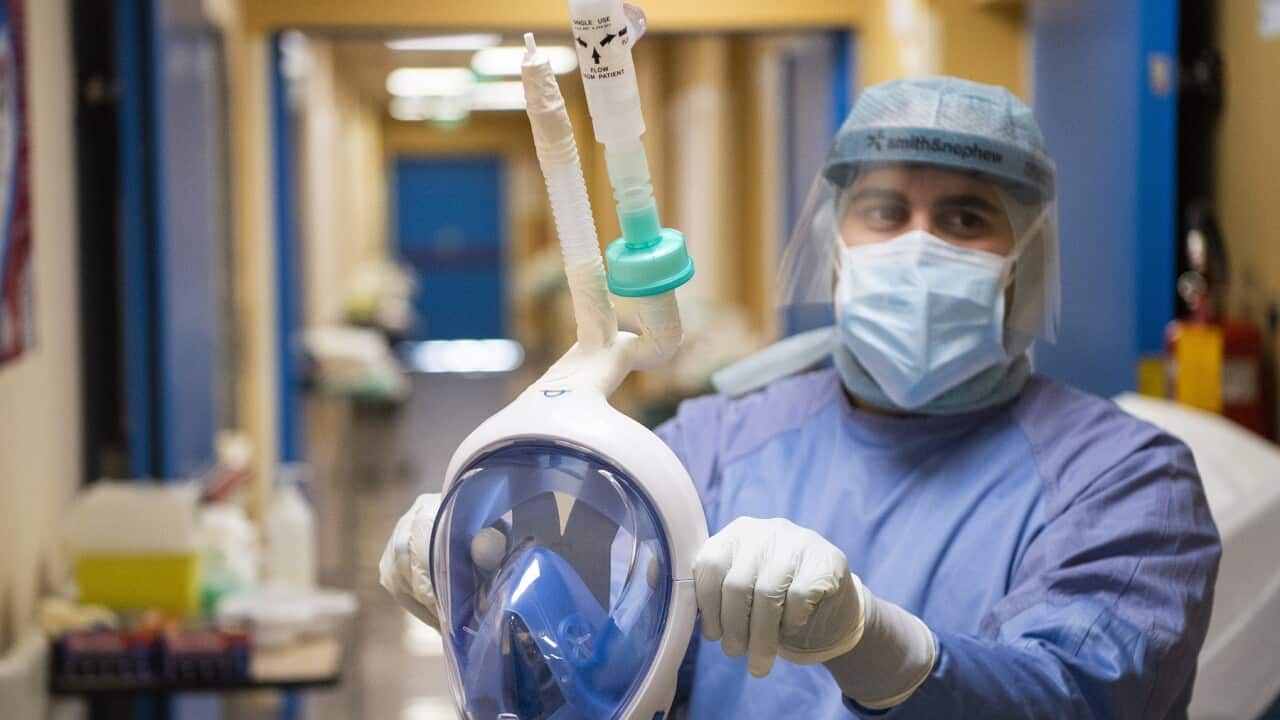 Snorkeling masks used in hospital