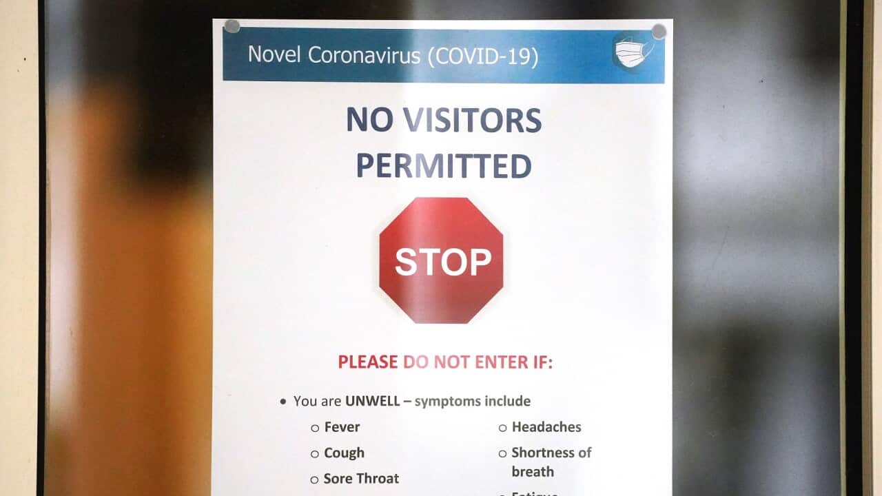 A sign on the window of the virus-hit Albert Road Clinic in Melbourne