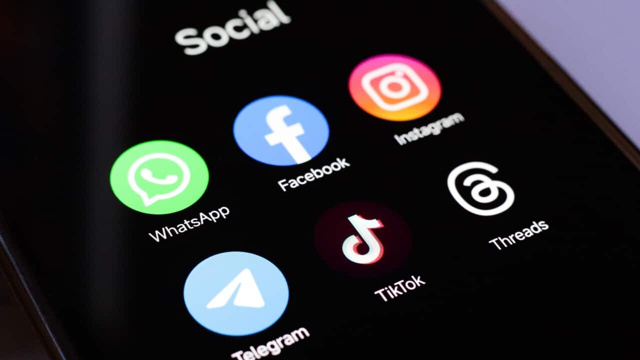 In this photo illustration, the WhatsApp, Facebook, Instagram, Threads, TikTok and Telegram apps on smartphone.
