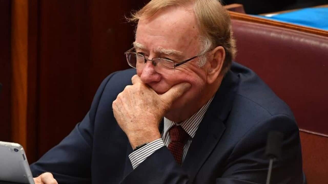 LNP senator Ian Macdonald during Question Time in the Senate.
