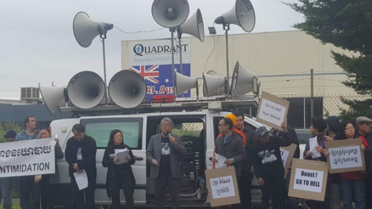 Demonstration led by MP Hong Lim protested against Hun Manet’s party in Melbourne, October 2016