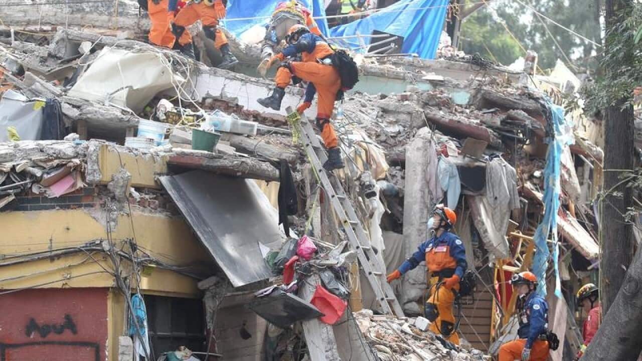Rescuers in Mexico City