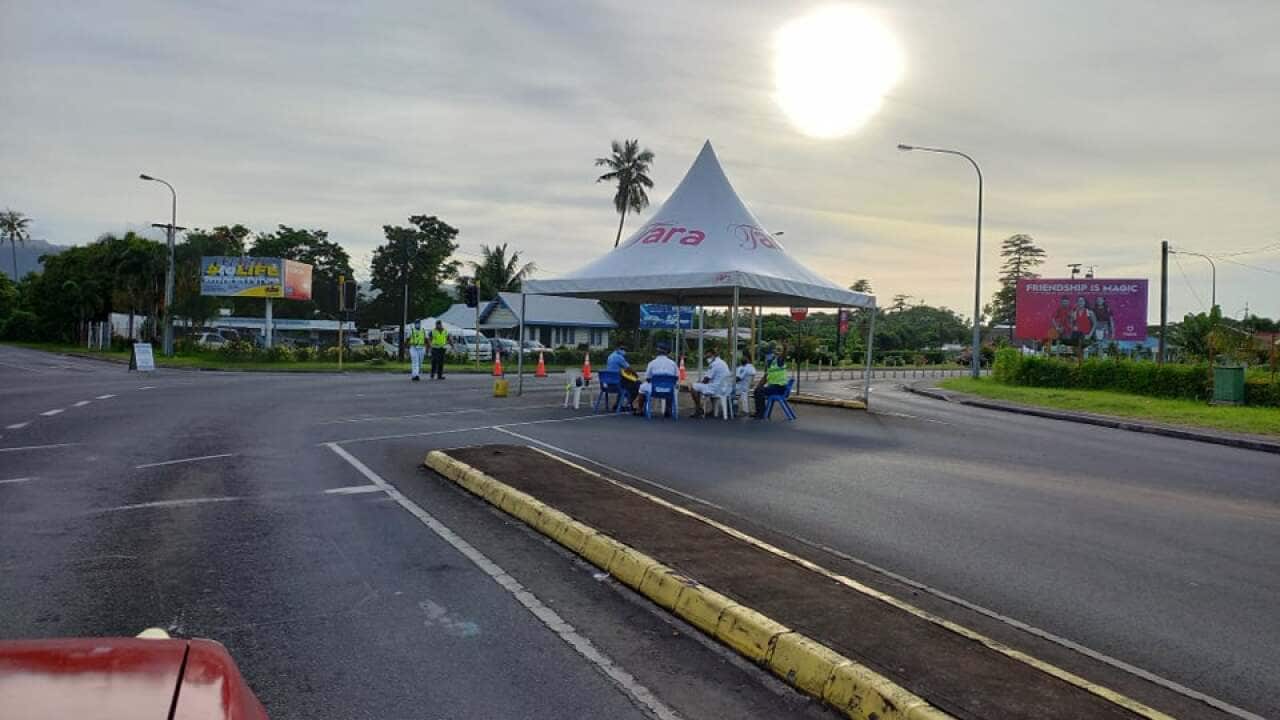 Faleolo road block