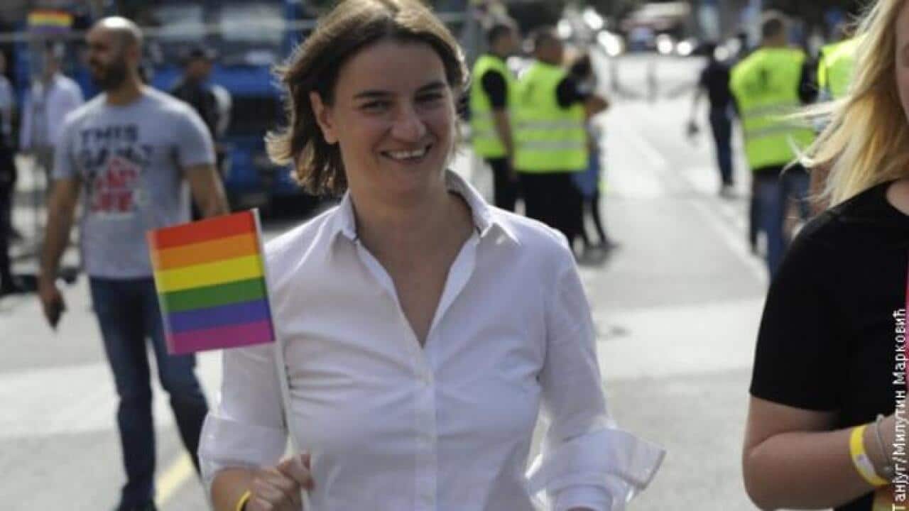 Serbia's first LGBT Minister Ana Brnabic attended the Pride.