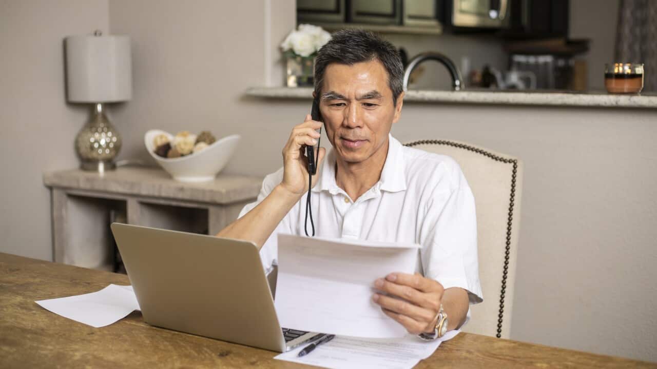 Couple paying bills