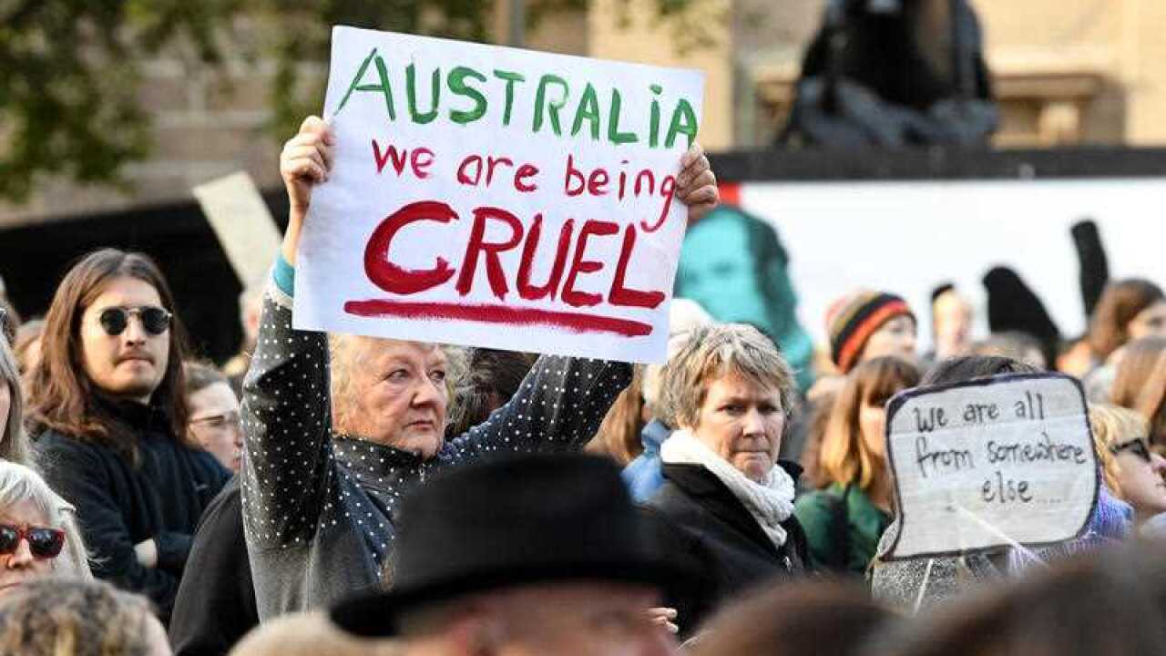 Protesters outside Melbourne's State Library