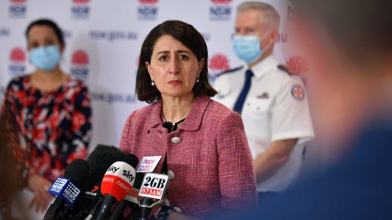 NSW Premier Gladys Berejiklian speaks to the media during a press conference in Sydney, Friday, September 10, 2021. (AAP Image/Joel Carrett) NO ARCHIVING