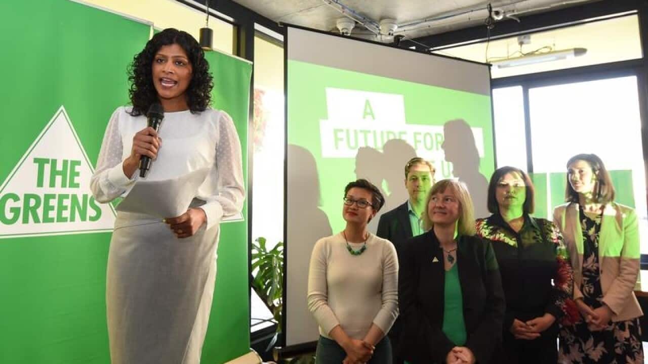 Victorian Greens Leader Samantha Ratnam at the campaign launch.