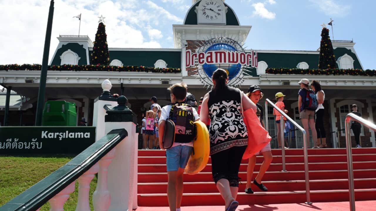 Visitors arrive at Dreamworld