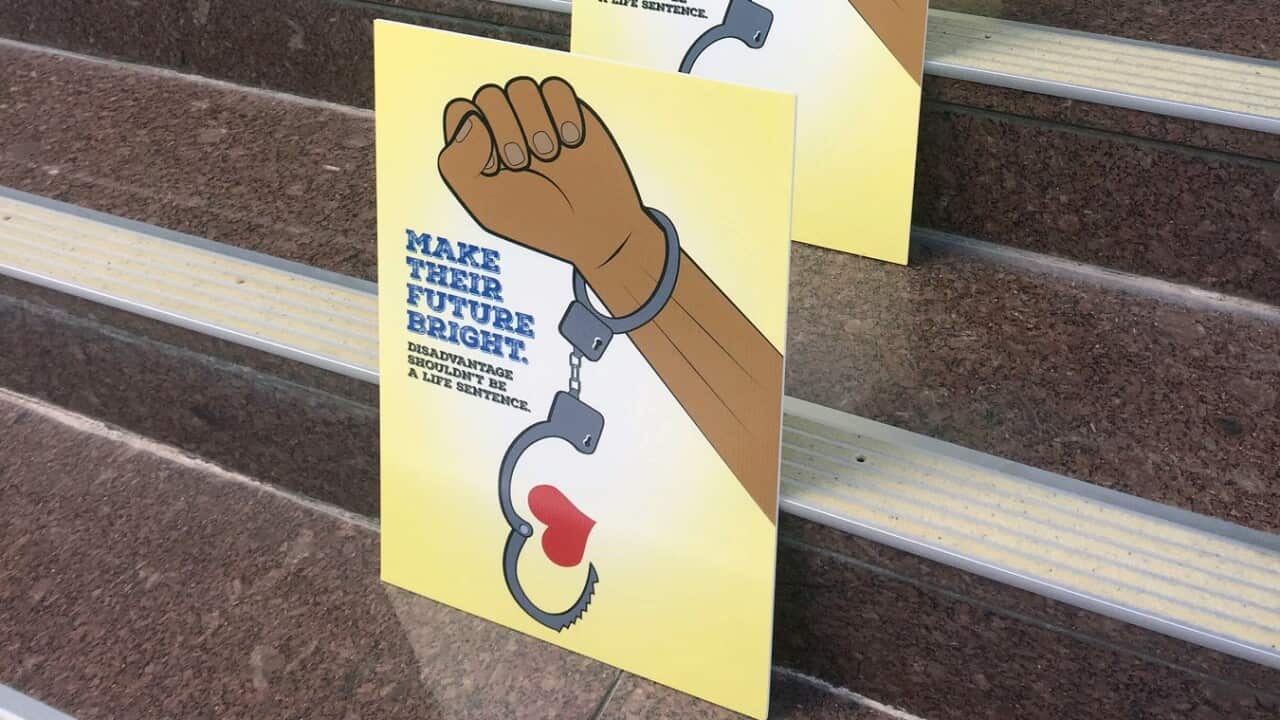 A protest outside the Royal Commission into the Protection and Detention of Children, Darwin