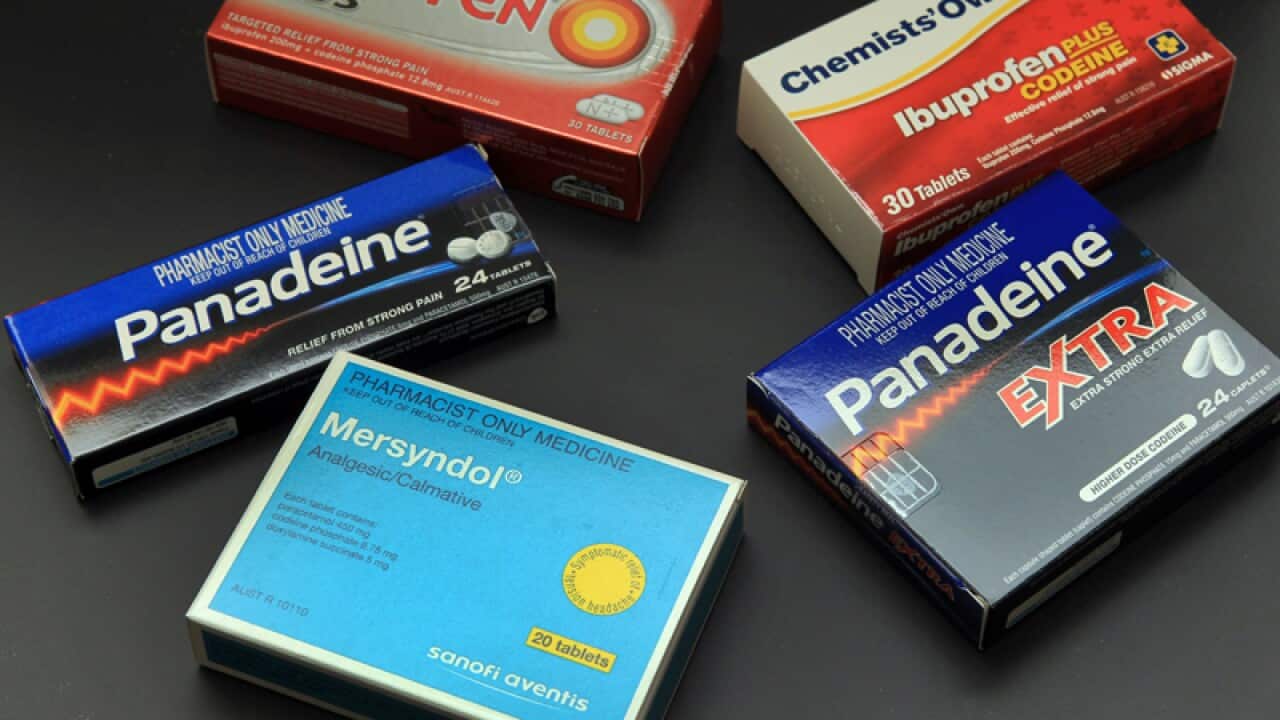 Prescription painkillers at a pharmacy