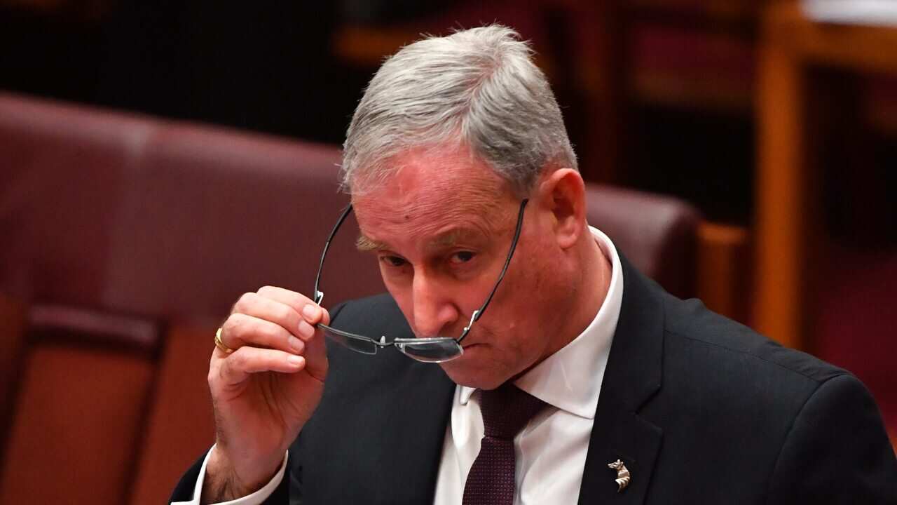 Minister for Aged Care Richard Colbeck during Question Time in the Senate chamber at Parliament House in Canberra, Monday, August 24, 2020. (AAP Image/Lukas Coch) NO ARCHIVING