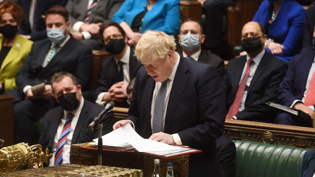 British Prime Minister Boris Johnson apologises in the House of Commons
