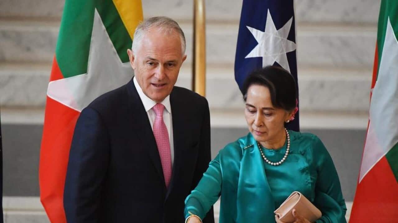 Aung San Suu Kyi and Malcolm Turnbull