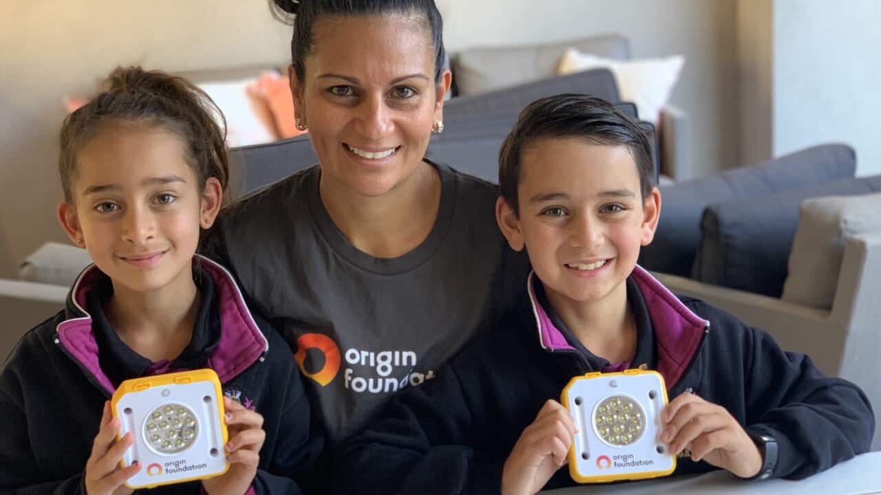 The Whitelaw family and their SolarBuddy devices