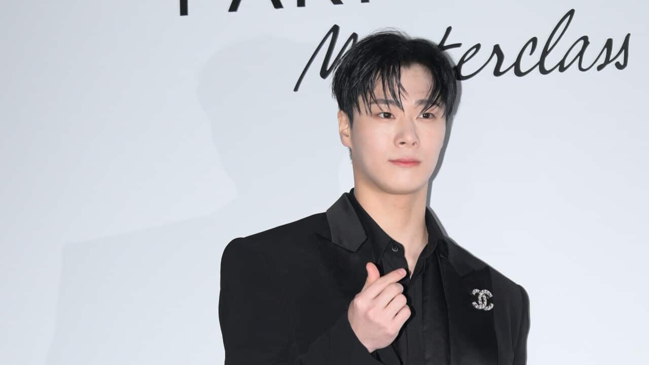 South Korean singer MoonBin at an event
