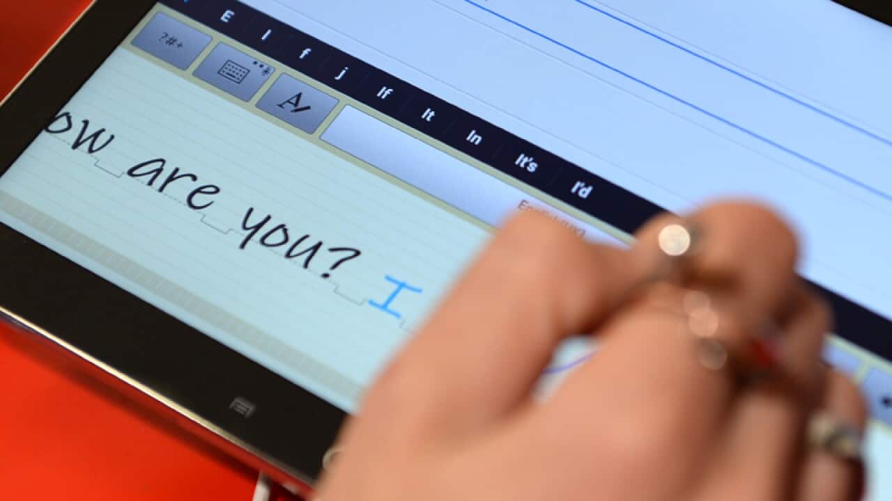 A stock image of a Samsung Android tablet