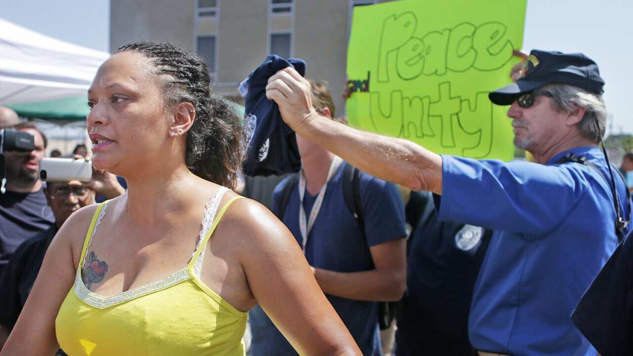"I'm not against officers, I'm against police brutality," demonstrator Sondra Fifer said. (Huy Mach/St. Louis Post-Dispatch/MCT)