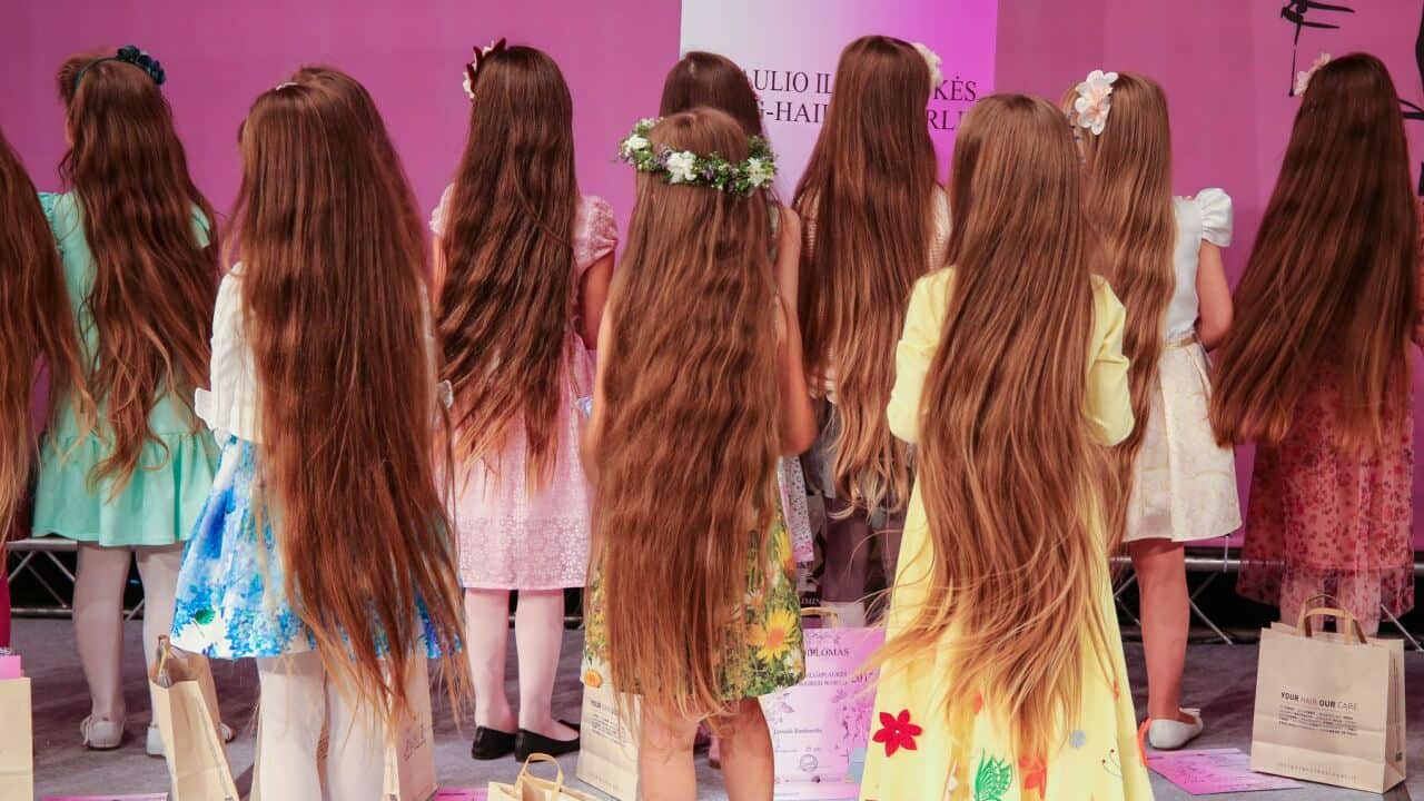 Competitors take part in Lithuania's long hair contest (Facebook/Konkursas Pasaulio Ilgaplaukės Long-Haired World)