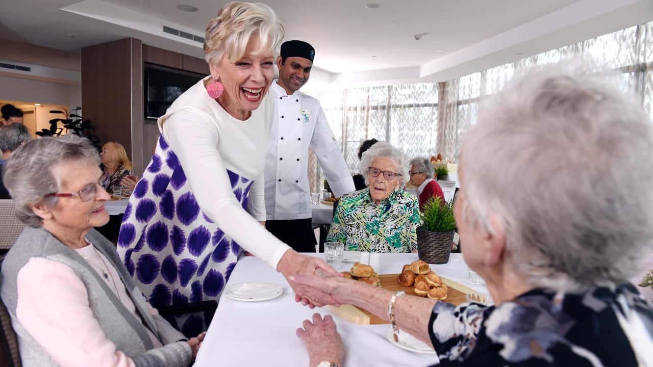 Maggie Beer at an aged care facility.