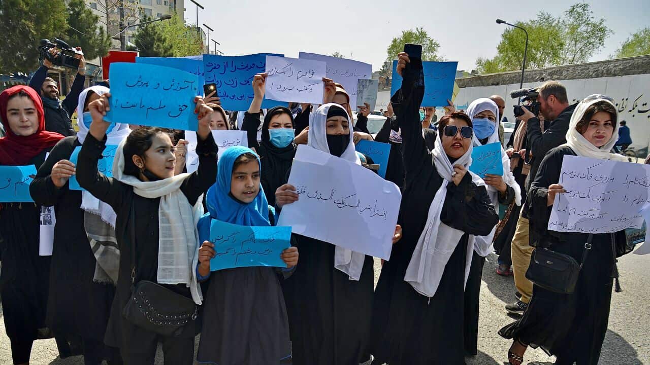 'Open the schools': Afghan women and girls protest Taliban school ...