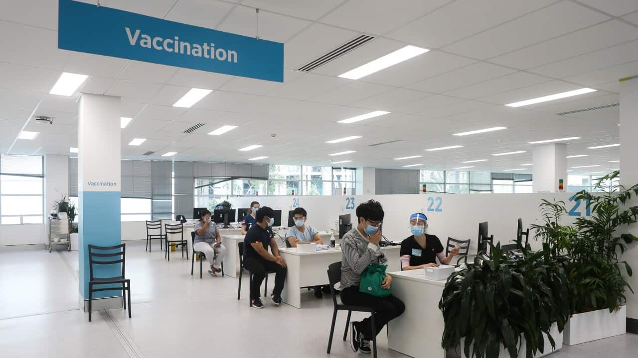 The Homebush vaccination hub, in Sydney