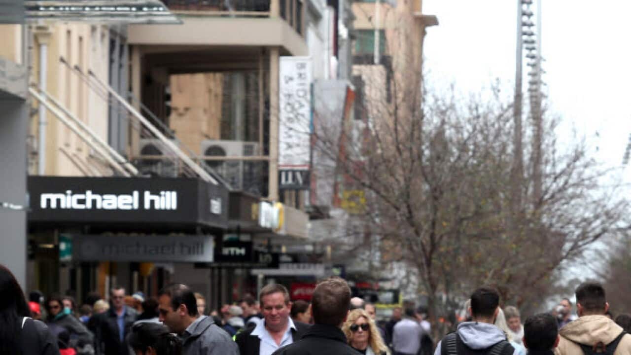 Pedestrians in Rundle Mall in Adelaide