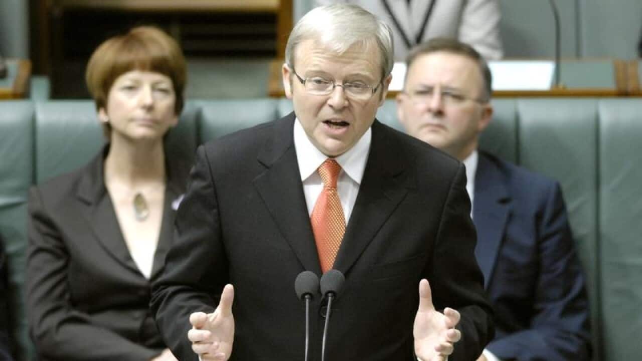 Kevin Rudd making the apology to the Stolen Generations on 13 February 2008.