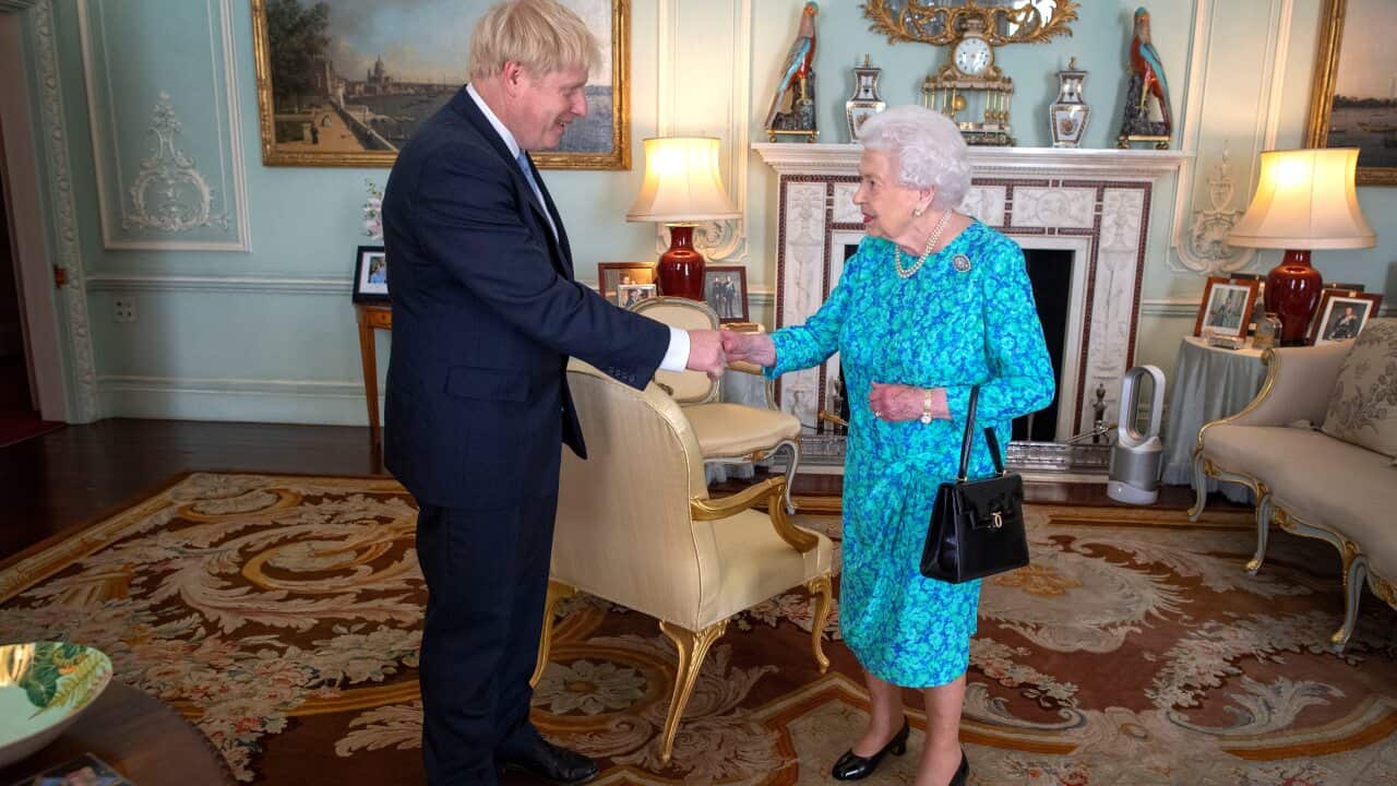 Queen Elizabeth II welcomes newly elected leader of the Conservative party, Boris Johnson.