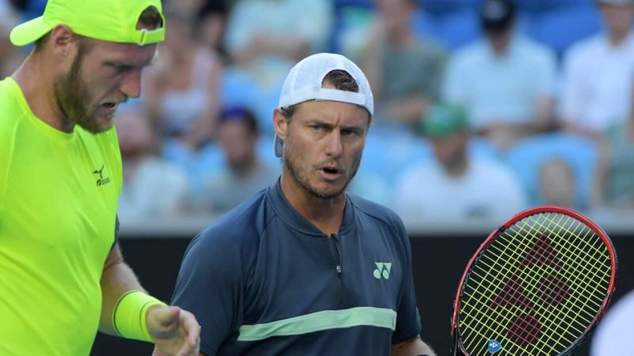 Sam Groth and Lleyton Hewitt of Australia