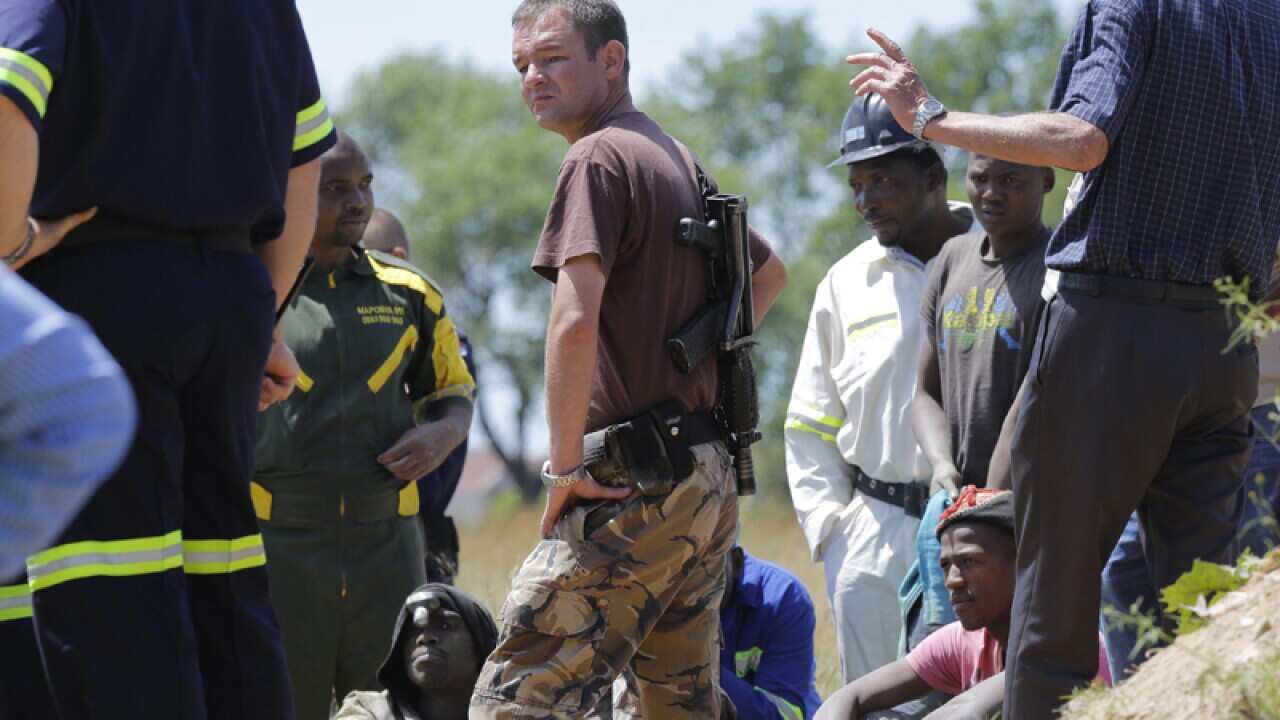 Illegal miners after being rescued from an illegal mine