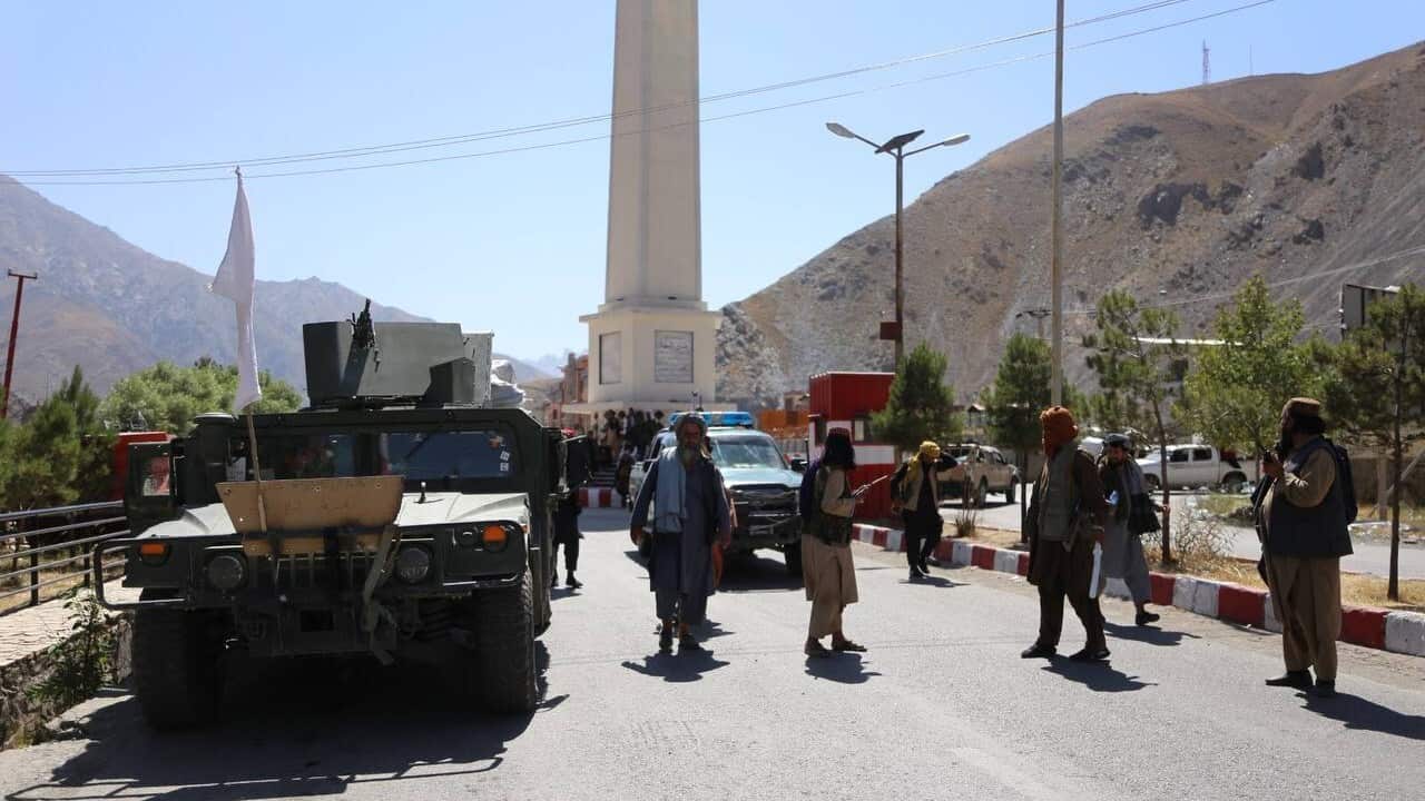 Taliban members patrol after they took over Panjshir Valley